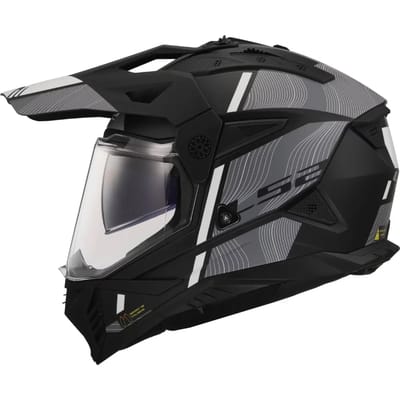 LS2 MX702 Pioneer II Hill Mat Zwart Wit Adventure Helm - Helm