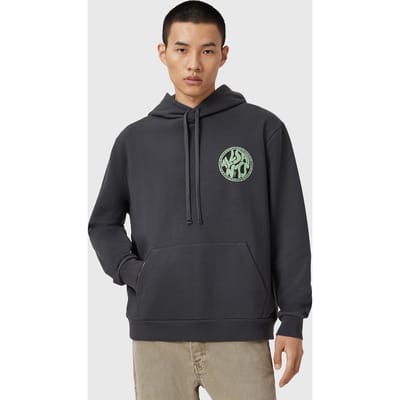 AllSaints Distortion Oth Hoody Washed Black/green Taglia: S | Felpe con cappuccio Outlet | Uomo | Nero