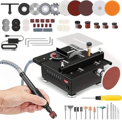 Mini tafelzaag - Compacte zaag - Precisie zagen - 100W 7 standen - 16 mm zaagdiepte - Zwart