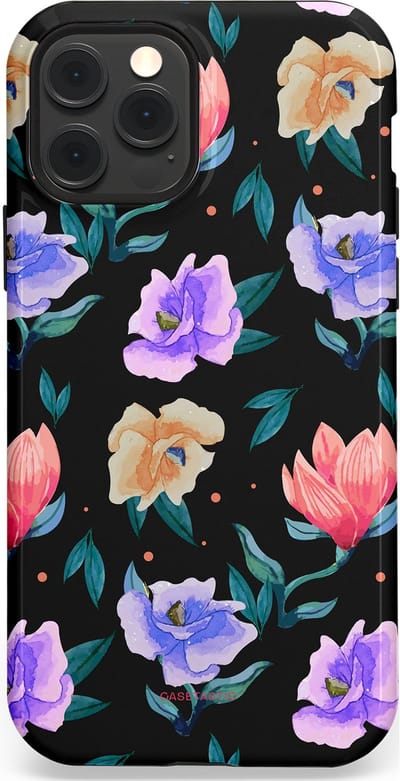 Casetastic hoesje geschikt voor Apple iPhone 12 / Apple iPhone 12 Pro - MagSafe - Dubbellaagse bescherming - Avondtuin - Fashion Case - Zwart Petrol Lavendel