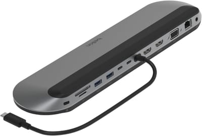 Universele 11-in-1 USB-C Docking Station voor 3 Monitoren - 100W PD, 10Gbps Gegevensoverdracht, 2.5Gbps Ethernet - Zwart