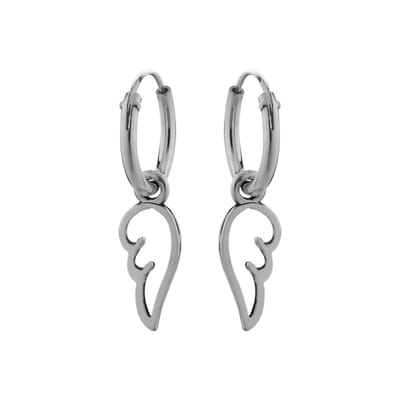 Zilveren oorbellen - oorringen met vleugel hanger - 925 zilver