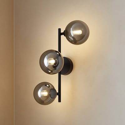 Lindby - wandlamp - 3lichts - Metaal, glas - H: 40 cm - G9 - zwart, rookgrijs