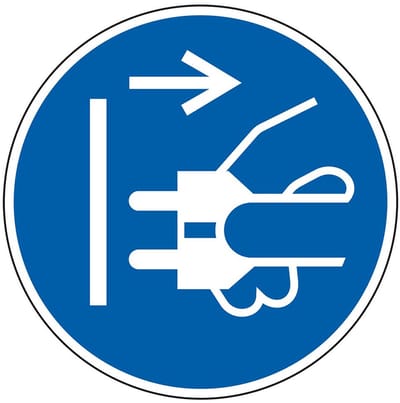 Stekker uit stopcontact trekken sticker - ISO 7010 - M006 200 mm
