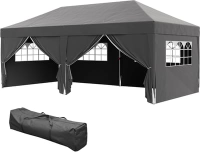 Pop-up Paviljoen - Feesttent Tuinpaviljoen - Buitenfeesten Organiseren - Stevig Winterbestendig - 6x3m - Zwart