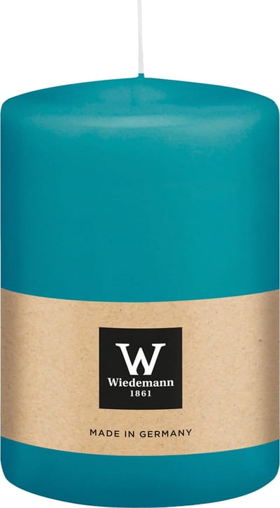 Wiedemann Cilinderkaars/stompkaars groot - turquoise blauw - 15 x 10 cm - 113 branduren - zuilkaarsen