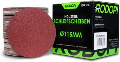 Rodopi® 100x Mix Schuurpapier 115 mm - zonder perforatie Excentrisch Schuurmachine