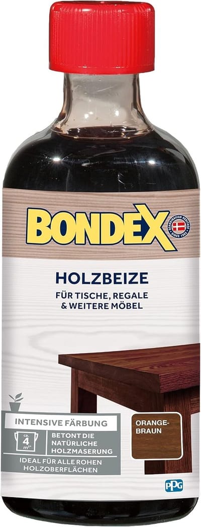 Bondex Houtbeits Oranjebruin 0,25 L voor 4,25 m² | Intensieve kleuring | Accentueert de natuurlijke houtnerf | Voorbehandeling | Zijdeglans | Beits | Houtverzorging
