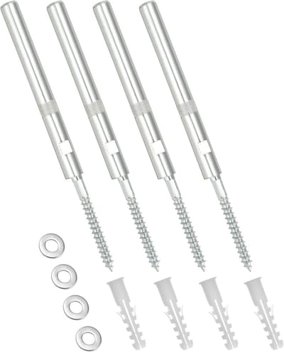 Set van 4 Onzichtbare Wandplankbeugels Ø12x120mm, Stevige Planksteunen voor Dragers tot 20 kg met Ringen en Pluggen