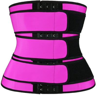 Vrouwen Zweten Verminderen Trainingsgordel - zweetband - waist trainer - Buikband afvallen - 3-Rij Sluiting & Ademend Materiaal - Uitgebreide Maten (S t/m 6XL) - Rood,XXL