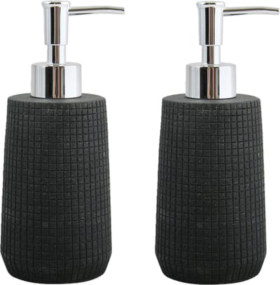 MSV Zeeppompje/dispenser - 2x - Squares - kunststeen - zwart - 7 x 18 cm - 275 ml