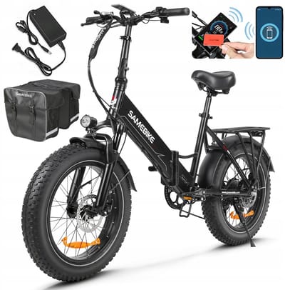 Samebike LOTDM200 Opvouwbare Elektrische Fiets – 48V 13Ah Accu, 80km Bereik, 20"x4.0" Vetbanden, 7-Speed Shimano, Dubbel Geveerd – Zwart
