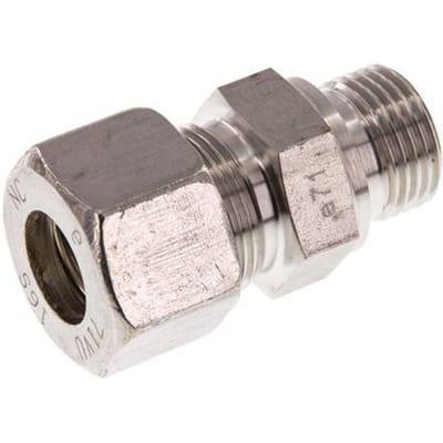 G 1/2'' Buitendraad x 16S RVS Rechte Knelfitting 400 Bar DIN 2353 - FL2S-MO-ST-012G-16-S