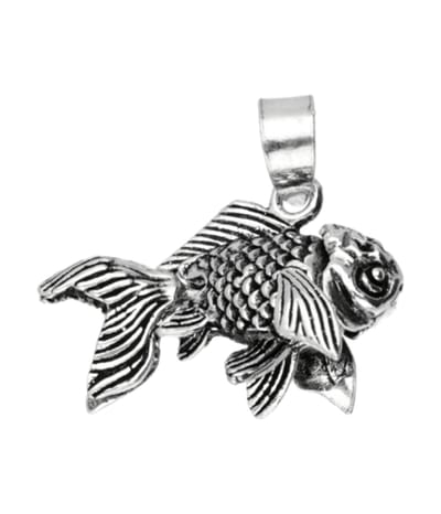 Zilveren Goudvis met bewegende vinnen en staart 3D ketting hanger