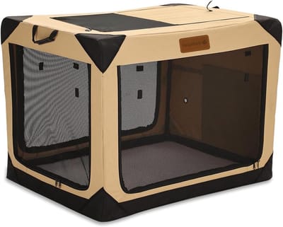 Hondenbench Zacht - Hondenhok Opvouwbaar - Veilige Rustplek - Lichtgewicht Draagbaar - 76x53x53 cm - Beige