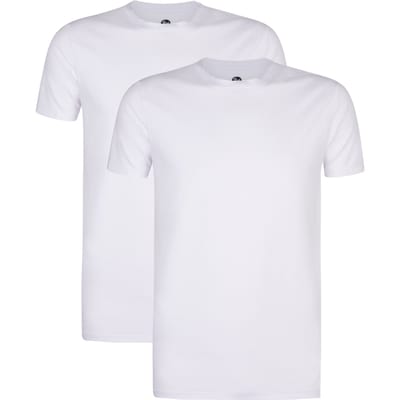 Petrol Industries T-Shirts Heren 2-Pack - Ronde Hals - Korte Mouwen - Katoen-Elastaan Mix - Effen Kleuren - Multipack van 2 stuks - Wit - Maat L