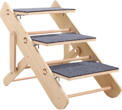 Hondentrap Huisdier Hout - Hondenladder Opvouwbaar - Huisdieren Bereiken - Flexibele Hellingshoek - 50 x 40 x 30 cm