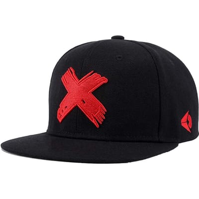 Chapeaux Hip-hop Simples en Polyester Chapeau Respirant Réglable Protection Solaire Bord Plat Broderie X Casquette Snapback Casquette de Baseball Utilisation Polyvalente black