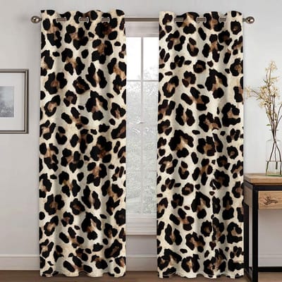 2 Panelen Gouden Luipaardprint Serpentine Gordijnen Slaapkamer Woonkamer Ruimte Vloer - tot - Plafond Raam Keuken Jaloezieën RingBesteGratisVerzending 100W130H(CM)40x51in&Rod Pocket