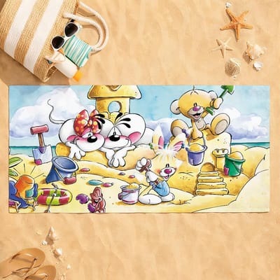 Cartoon Schattige D-Diddl Muis Handdoek Sneldrogend Absorberende Strandhanddoek voor Sport, Fitness, Zwemmen en Buitenactiviteiten W140*H180(CM)