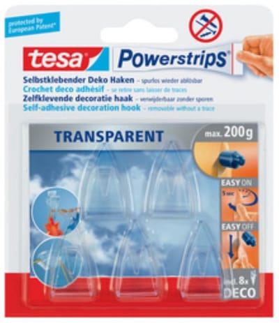 Tesa Deco Serie - Zelfklevende Haken - Groot - 2 Stuks - Transparant