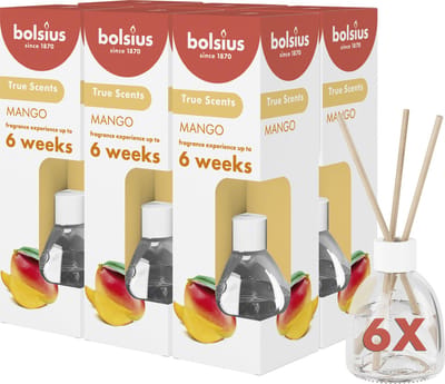 Bolsius True Scents - Geurstokjes - Mango - 6 stuks - Voordeelverpakking - 60ml