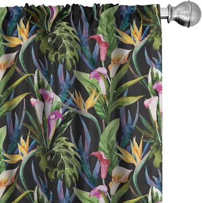 ABAKUHAUS Jungle Leaves – 2-delige set gordijnen 75x245 cm – microvezel
