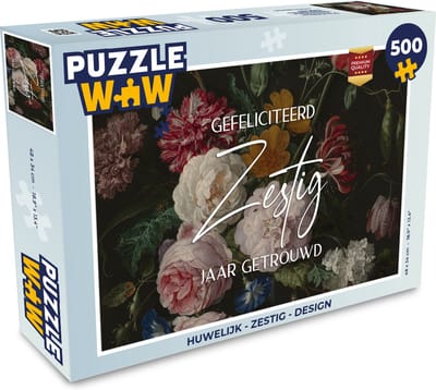 Puzzel Gefeliciteerd zestig jaar getrouwd - Trouwen - Quotes - Spreuken - Bloemen - Legpuzzel - Puzzel 500 stukjes