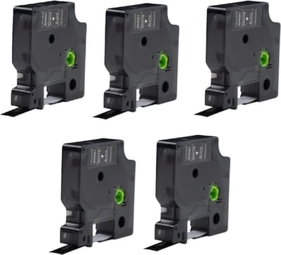 Label Tape Geschikt voor Dymo D1 45021 | 12 mm x 7 m | S0720610 - Wit op Zwart - 5 stuks - Geschikt voor: 100 100PLUS 120P 150 160 200 210D 220P 260P 280 300 350 350D 360D 400 400 Duo 420P 450 450D 450 Duo 500TS PnP Wireless PnP MobileLabeler PC PC