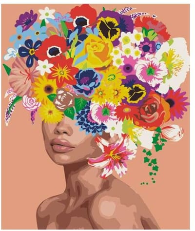 CE - Malen op Nummer - Vrouw met Bloemen - 40x50cm - Inclusief Penseel