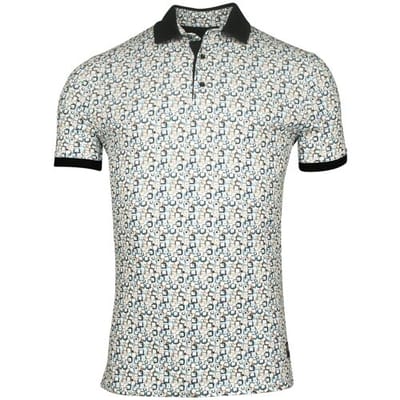 Giordano Polo Genardi Subtle Stretch Graphic Squares Pattern Piqué Navy-Multi / male