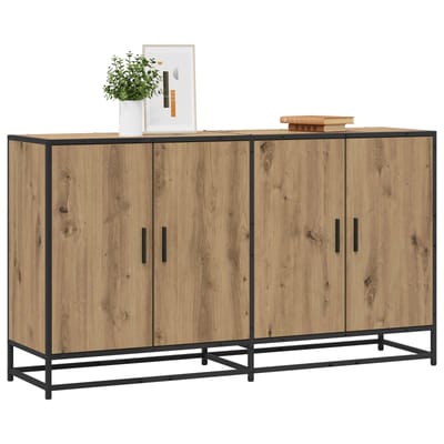 vidaXL - Dressoir - Artisanaal - eiken - 134 - x - 35 - x - 76 - cm - Bewerkt - hout