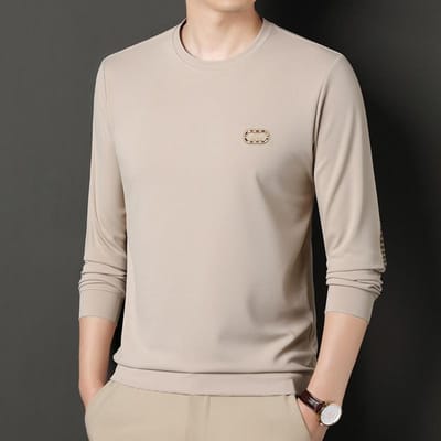 Herfsttrui Herenmode Koreaanse Stijl Ronde Hals Basis Heren Jeugd Casual Eenvoudig Lange Mouw T-shirt Herenkleding XL gray
