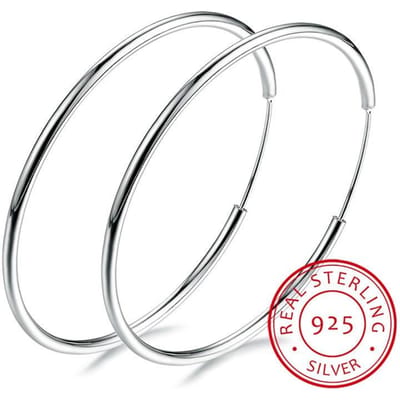 Dames 100% 925 Sterling Zilver Ring Oorbellen Ronde Cirkel Lus Cadeau Doos Verpakking Eenvoudige Zilveren Ring Oorbellen Piercing gray