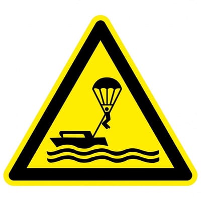 Waarschuwingsbord parasailing - kunststof - W063 300 mm
