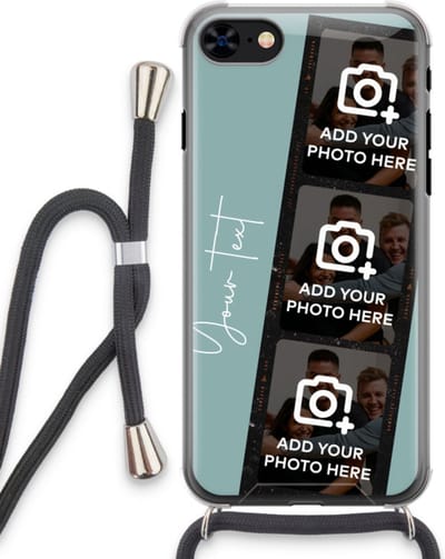 Gepersonaliseerd - Case Company® - Hoesje met koord geschikt voor iPhone 8 hoesje met Koord - Filmrol N°1 - Telefoonhoesje met Zwart Koord - Extra Bescherming aan alle Kanten en Over de Schermrand