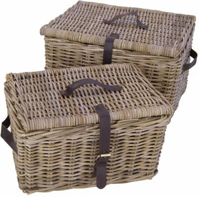 Migo Styling - Kinder - fietsmand - met deksel - rieten bakkersmand - 42x33x23 cm - rotan