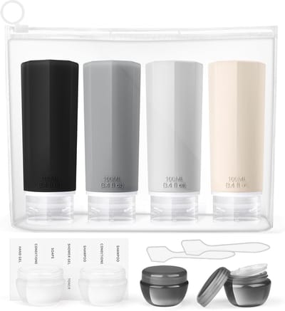 Famanu – 12 stuks Famanu reisflessen - 100 ml reisflessen om te vullen - cosmetica - vloeistoffen - lekvrij - navulbare lege reisset - reisformaat - reisbenodigdheden