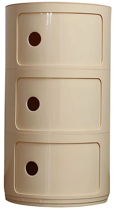 NaevaMi Nachtkastje - Bijzettafel - Side Table - Scandinavisch Nachtkastje Met Opbergruimte - 3 Lades - Meerlaags Rond Nachtkastje - Modern - Stabiel en veilig - Rubberen Sleepringen aan de Onderkant - 32x58cm - Off White