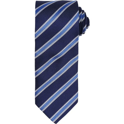 Premier Heren Streep Wafel Stropdas (Marine/Loyaal Blauw)