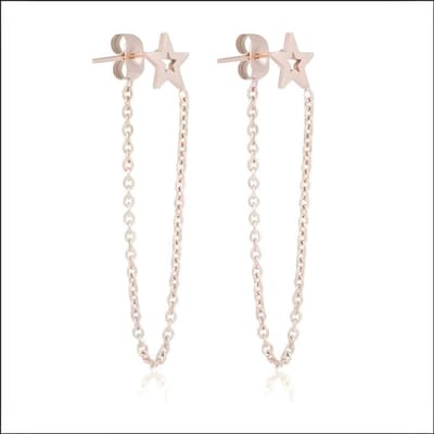 Aramat Jewels | Oorbellen | Rosékleurige ster oorbellen met kettinkje | | | | | | Kinderen, Volwassenen | Verkleurd niet