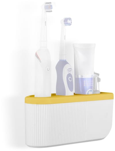 Dailygoody - Wandmontage Tandenborstelhouder - Zelfklevend - Geel - Organizer - Tandenborstelstandaard - Geschikt voor Oral-B en Philips Sonicare