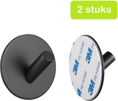 Handdoekhaakjes zelfklevend - Zwart - Haakjes Handdoek 2st - Badkamer & Keuken