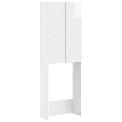 vidaXL - Toiletkast - DELFT - Hoogglans - Wit - 66 - x - 25,5 - x - 190 - cm - Bewerkt - hout