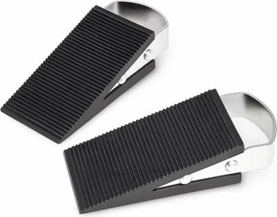 Set van 2 Deurwiggen mer RVS Beugel - Rvs -/ Rubber - 12 x 5 x 3 cm