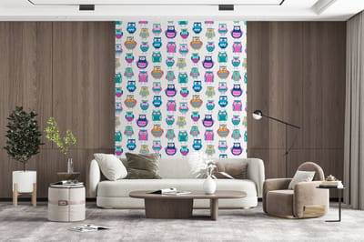 Behang - Fotobehang Regenboog - Uil - Cartoon - Breedte 165 cm x hoogte 220 cm