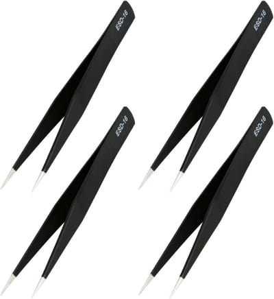 Precisie Pincet - Antistatisch Gereedschap - Elektronica Reparatie - Niet-magnetisch Roestvrij Staal - 125 mm Lengte - Zwart