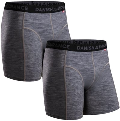 DANISH ENDURANCE Merinowollen Boxershort Heren - Thermoondergoed - Ultrazacht - Grijs - 2-pack 3XL