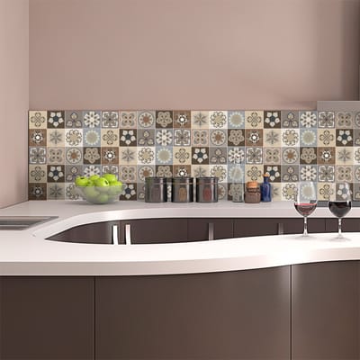 Zelfklevende muurtegelstickers voor keuken en badkamer - 12 Salernes cementtegelstickers - 12 stickers, 20x20cm