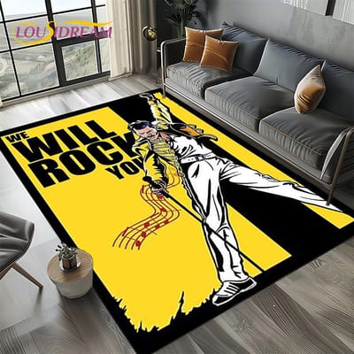 Classiques Queen-Groupe de rock Tapis Freddie pour Salon Chambre Décoration Maison Canapé, Tapis pour Enfants Tapis de Sol Antidérapant 40x60cm( 15x23in )